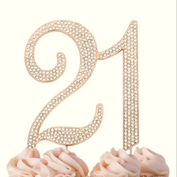 Other - BLING 21 CAKE TOPPER DECORATIONS, GOLD METAL ALLOY - BIRTHDAY  ANNIVERSARY ETC.